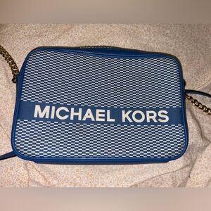 Michael Kors Blue and White Patterned Shoulder Bag